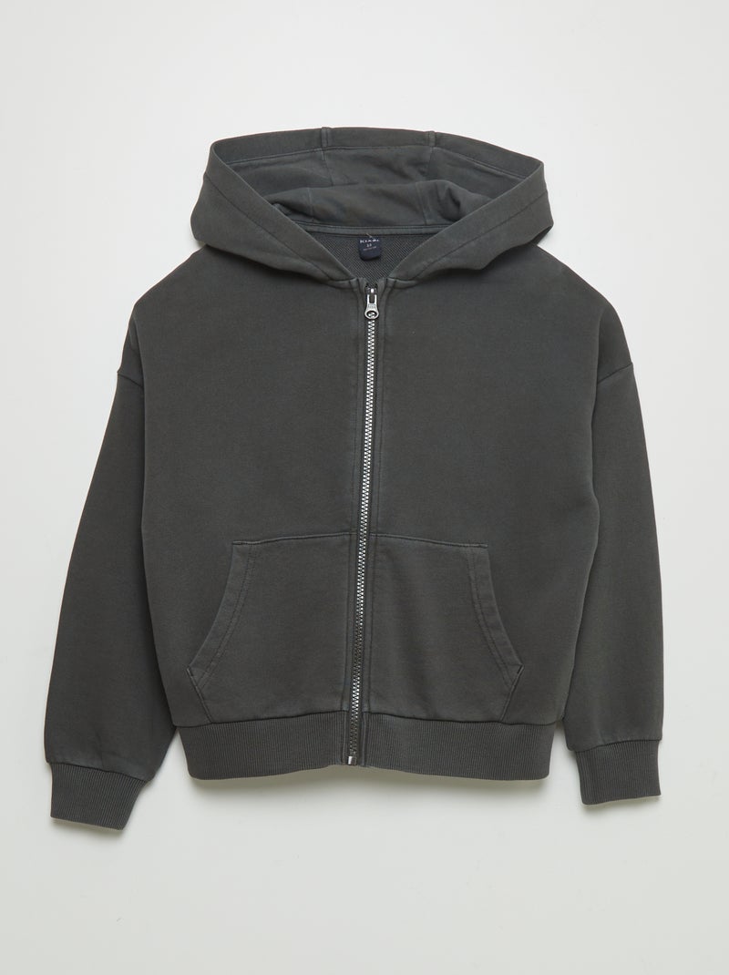 Sweatshirt mista com capuz e abertura com fecho PRETO - Kiabi