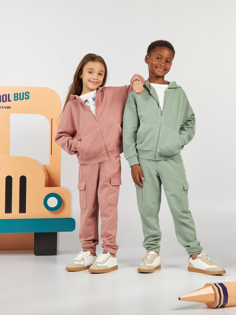 Sweatshirt mista com capuz e abertura com fecho ROSA - Kiabi