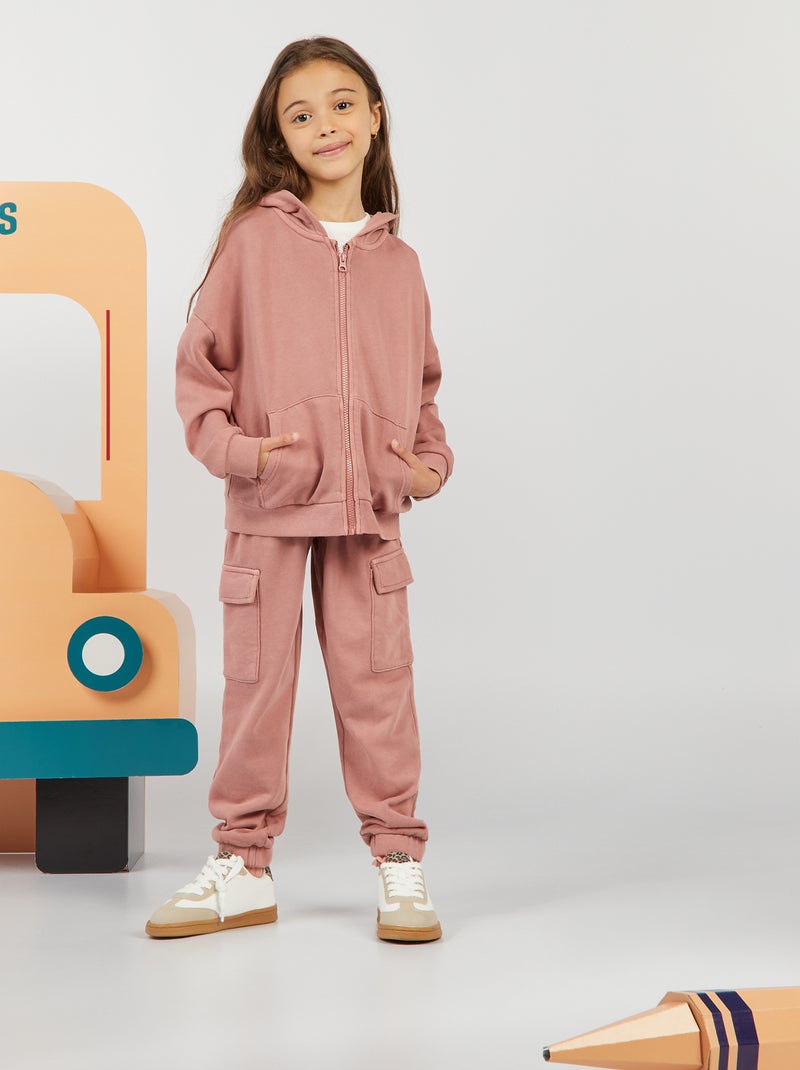 Sweatshirt mista com capuz e abertura com fecho ROSA - Kiabi