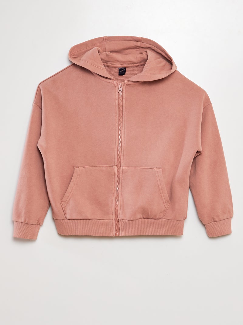 Sweatshirt mista com capuz e abertura com fecho ROSA - Kiabi