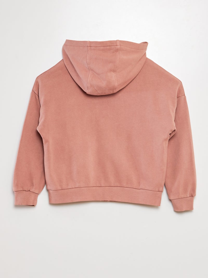 Sweatshirt mista com capuz e abertura com fecho ROSA - Kiabi