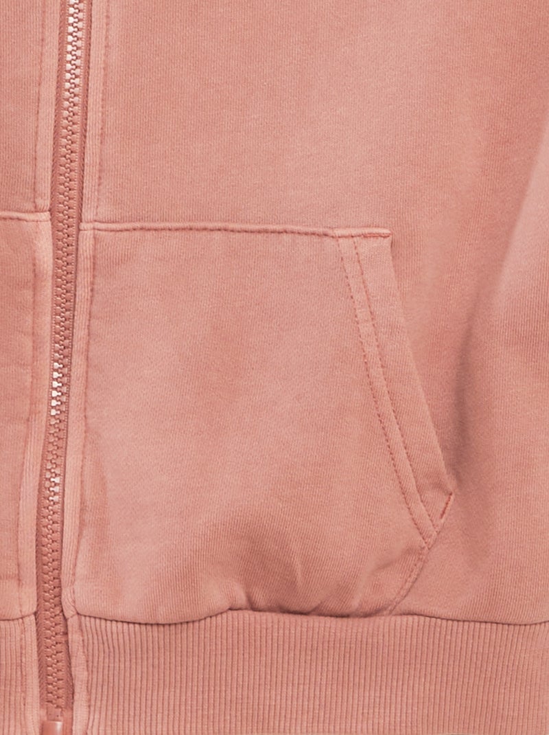 Sweatshirt mista com capuz e abertura com fecho ROSA - Kiabi