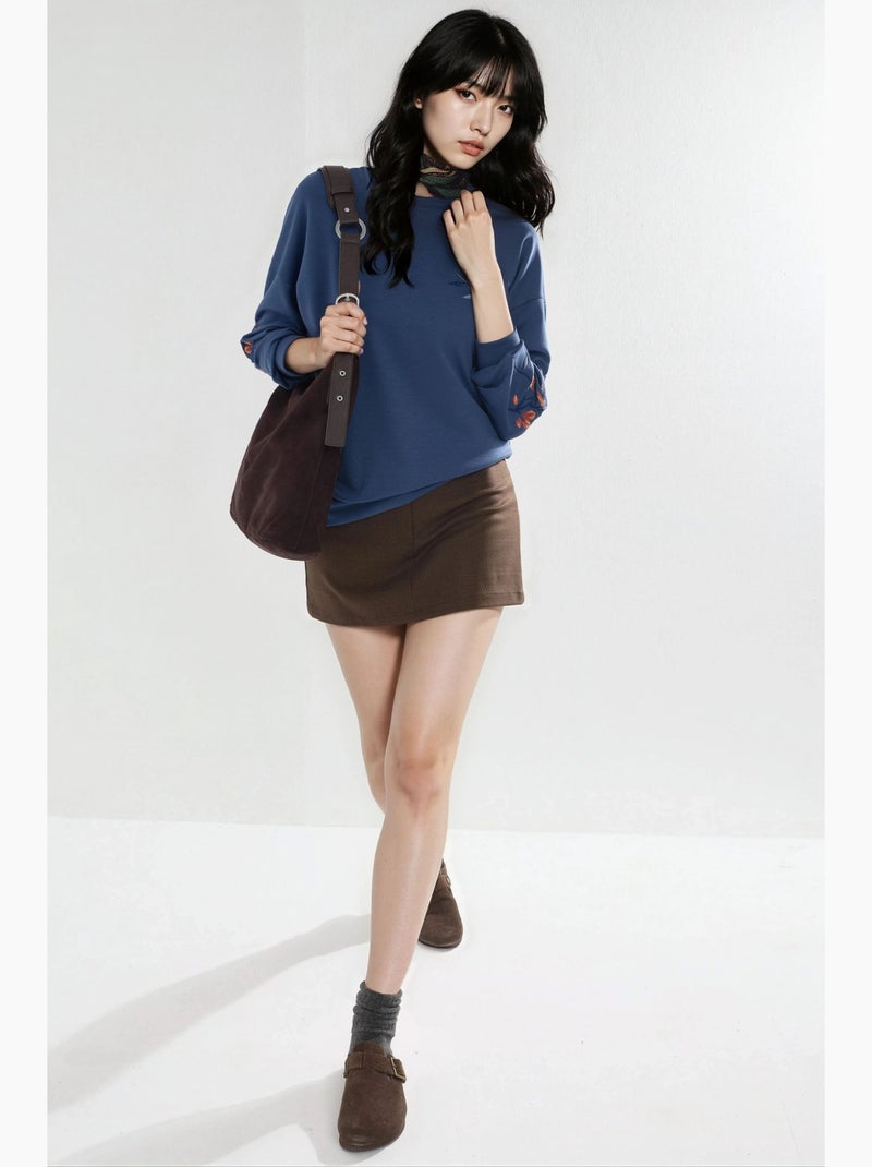 Sweatshirt modal touch com gola redonda e bordado, coleção bersan hiccup Azul claro - Kiabi