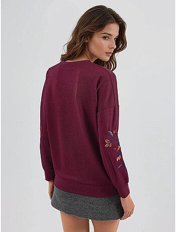 Sweatshirt modal touch com gola redonda e bordado, coleção bersan hiccup