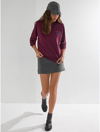 Sweatshirt modal touch com gola redonda e bordado, coleção bersan hiccup