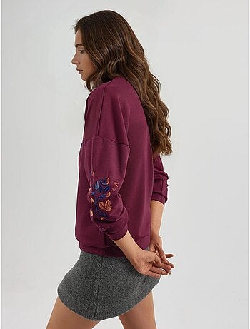 Sweatshirt modal touch com gola redonda e bordado, coleção bersan hiccup