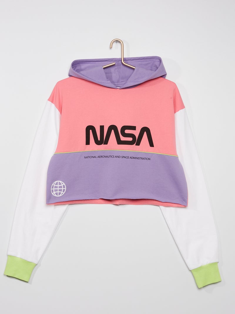 Sweatshirt 'Nasa com capuz crop-top Rosa - Kiabi