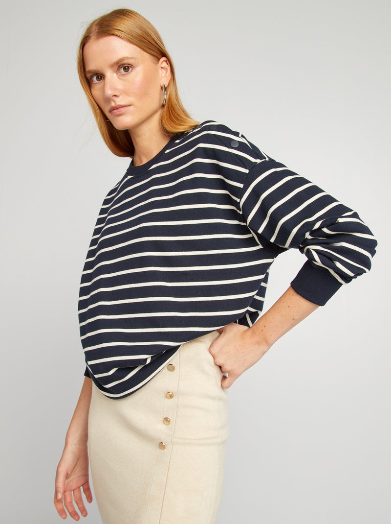Sweatshirt oversize às riscas AZUL - Kiabi