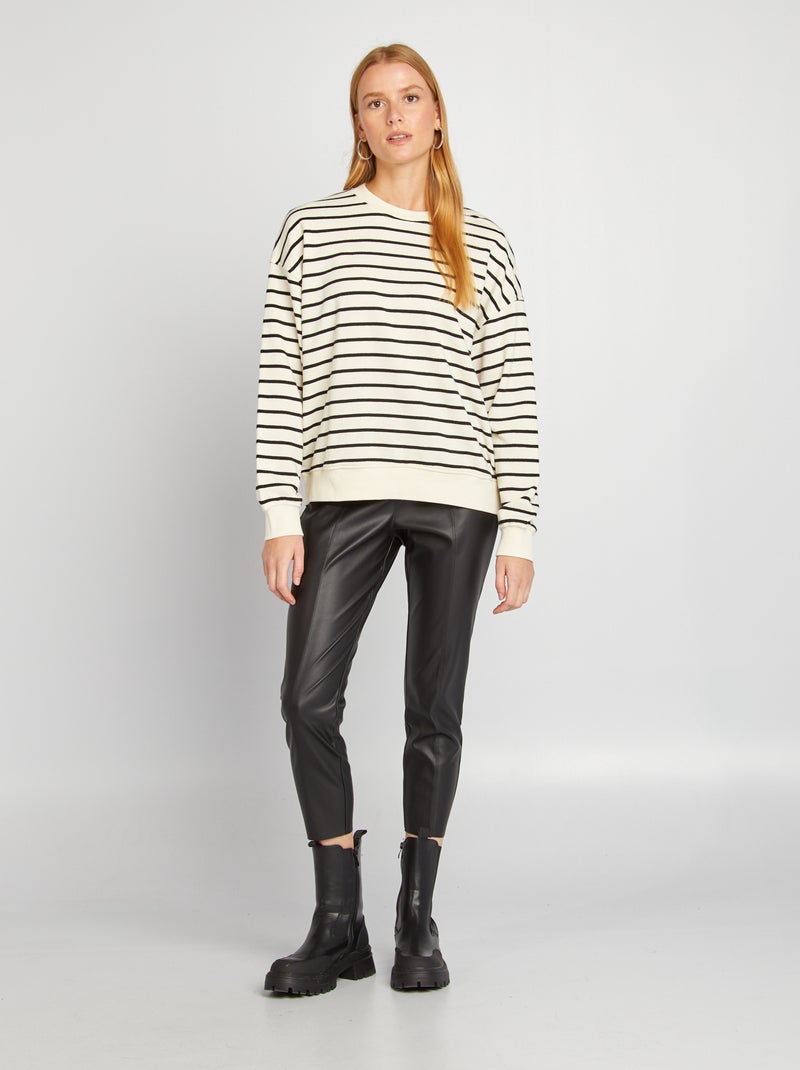 Sweatshirt oversize às riscas BEGE - Kiabi