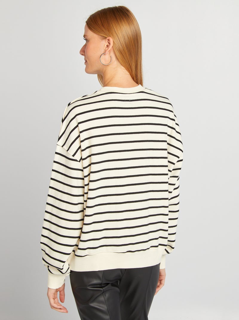 Sweatshirt oversize às riscas BEGE - Kiabi