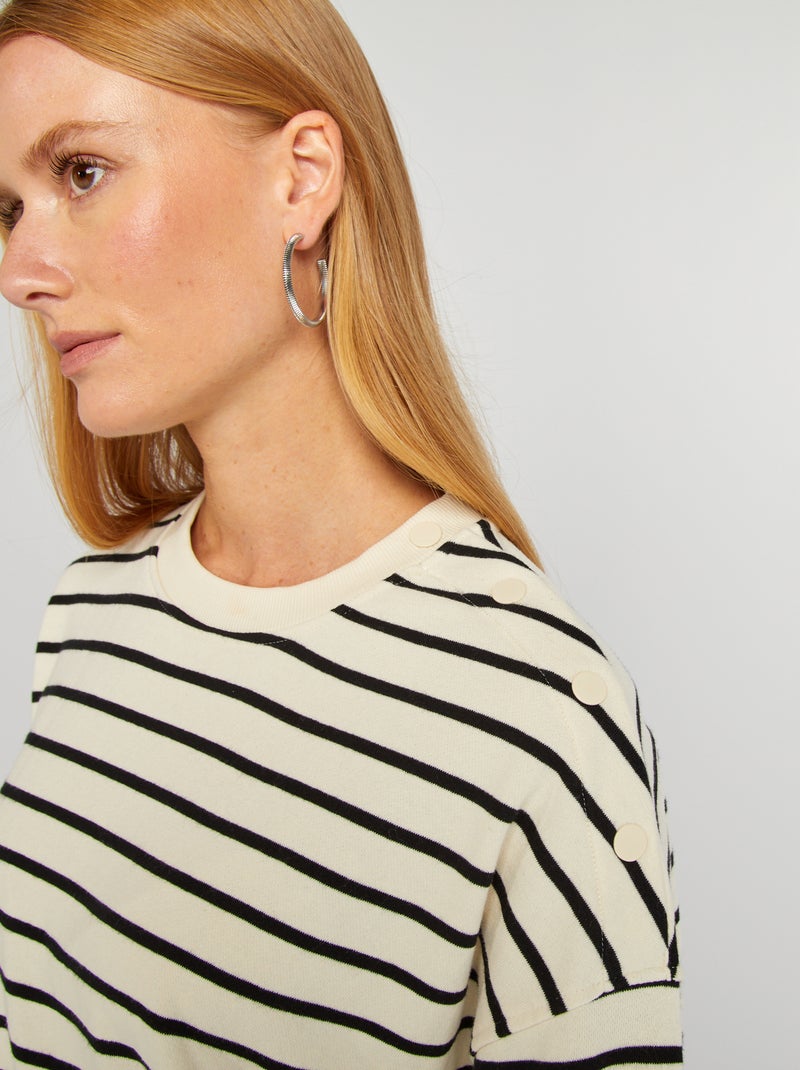 Sweatshirt oversize às riscas BEGE - Kiabi