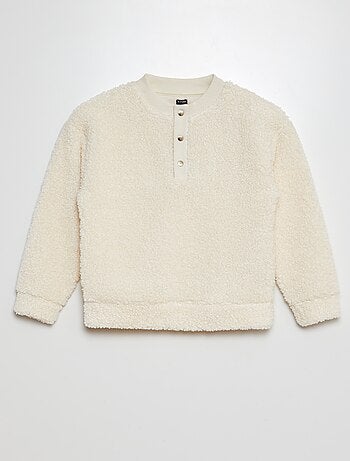 Sweatshirt oversize com efeito de pelo de ovelha