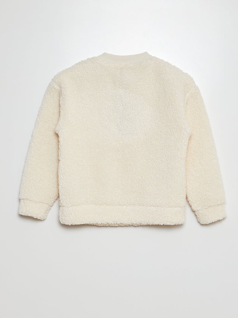 Sweatshirt oversize com efeito de pelo de ovelha BRANCO - Kiabi