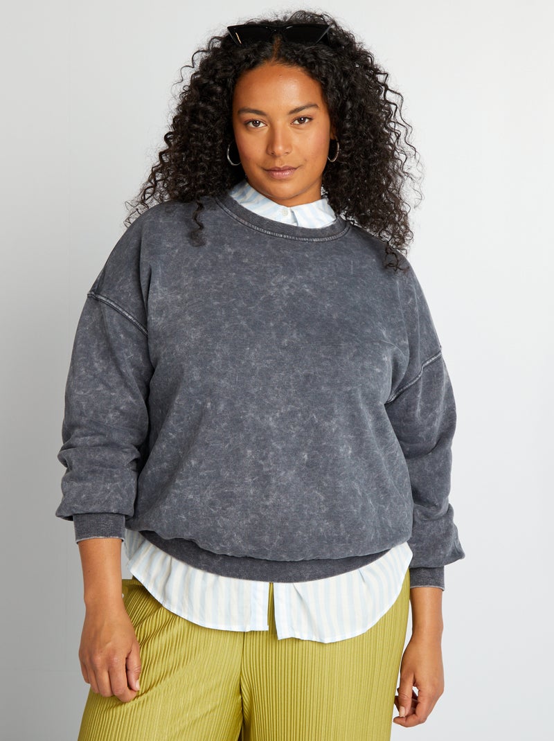 Sweatshirt oversize com efeito desbotado Preto - Kiabi