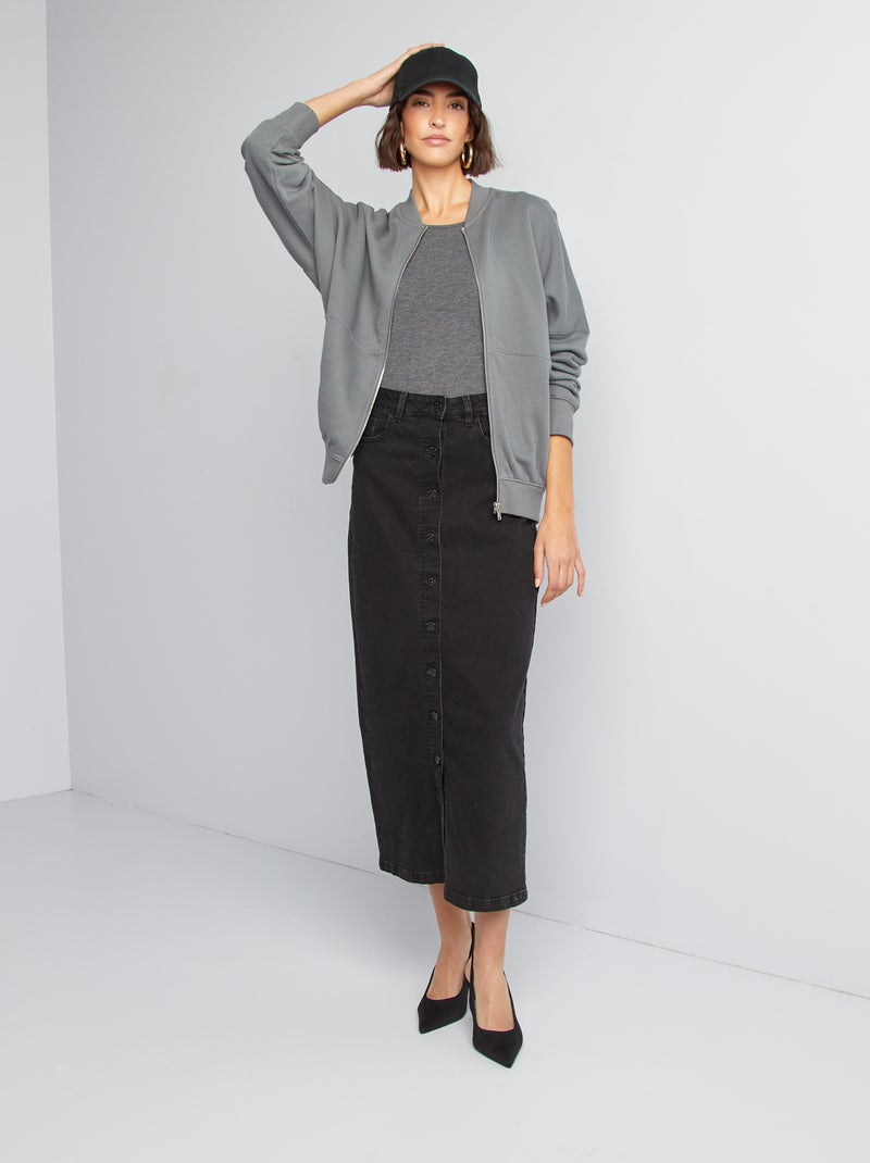 Sweatshirt oversize com fecho CINZA - Kiabi