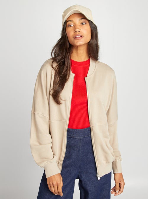 Sweatshirt oversize com fecho em moletão - Kiabi