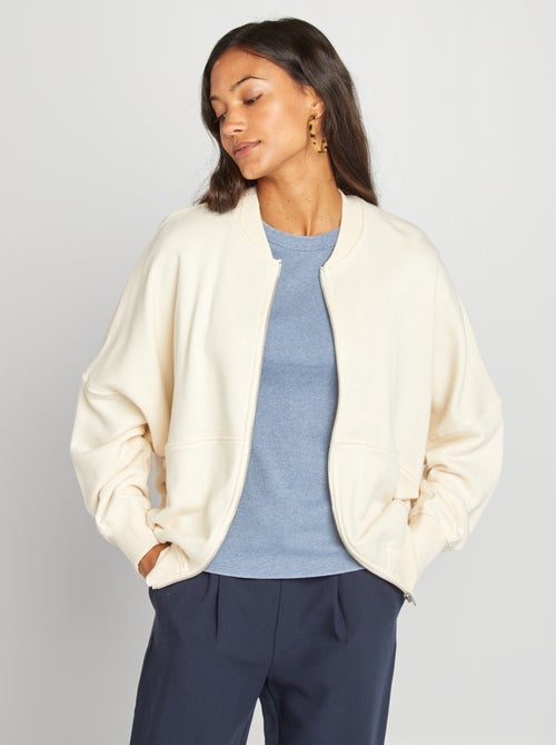 Sweatshirt oversize com fecho em moletão - Kiabi