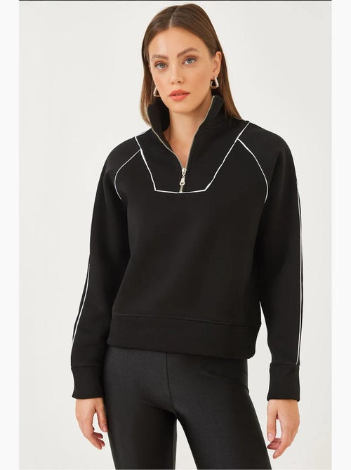Sweatshirt oversize crop com meia abertura de fecho lucci - Kiabi