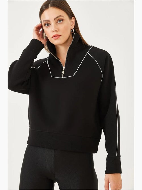 Sweatshirt oversize crop com meia abertura de fecho lucci - Kiabi