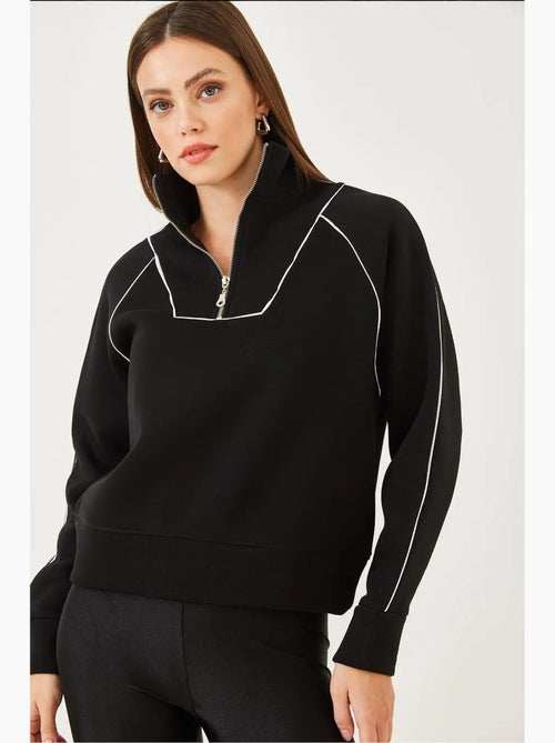 Sweatshirt oversize crop com meia abertura de fecho lucci - Kiabi