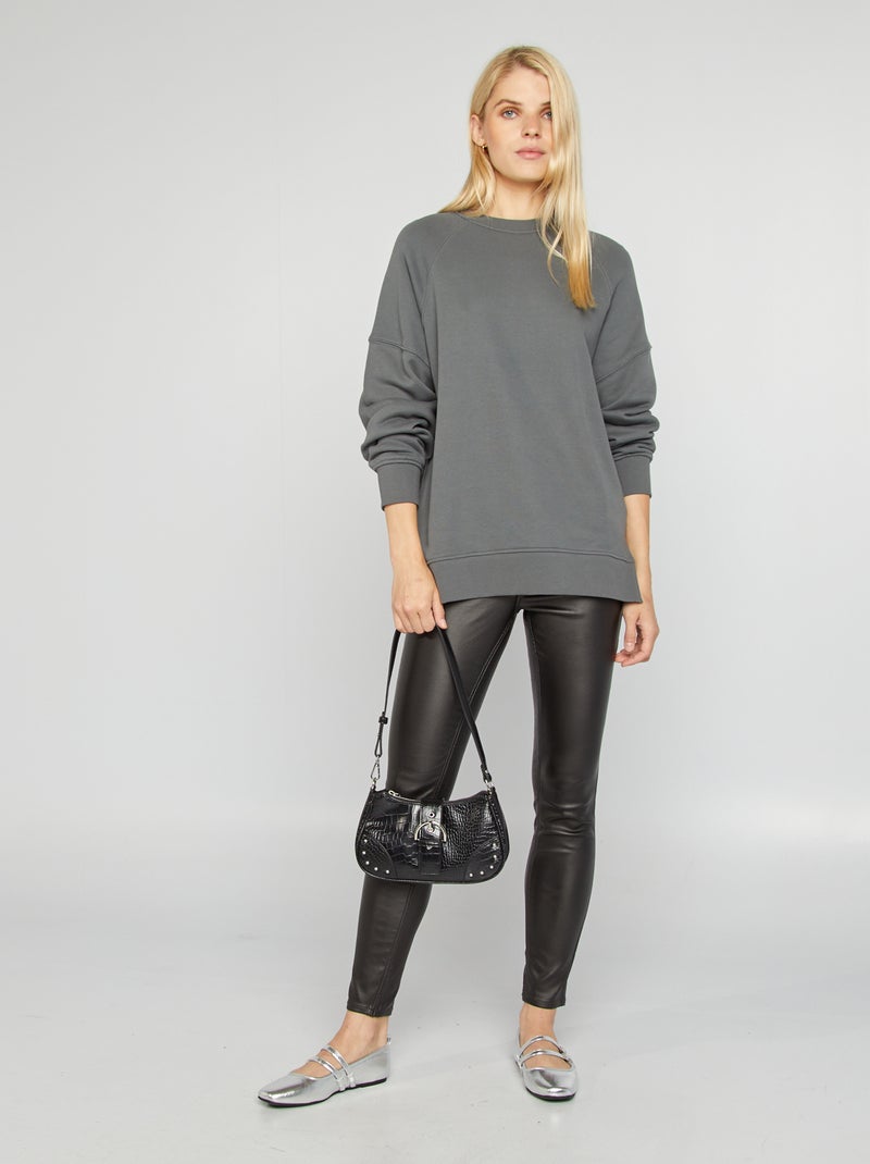 Sweatshirt oversize de gola redonda CINZA - Kiabi