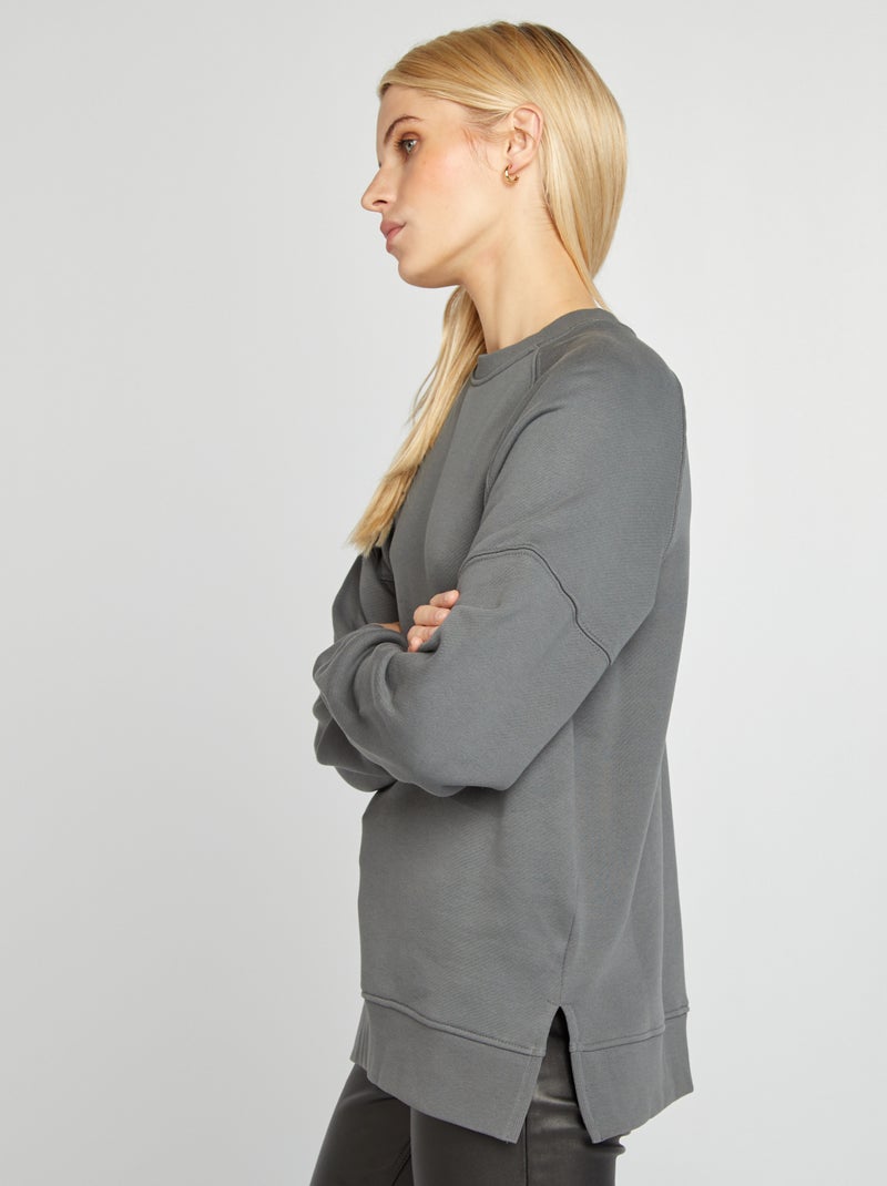 Sweatshirt oversize de gola redonda CINZA - Kiabi