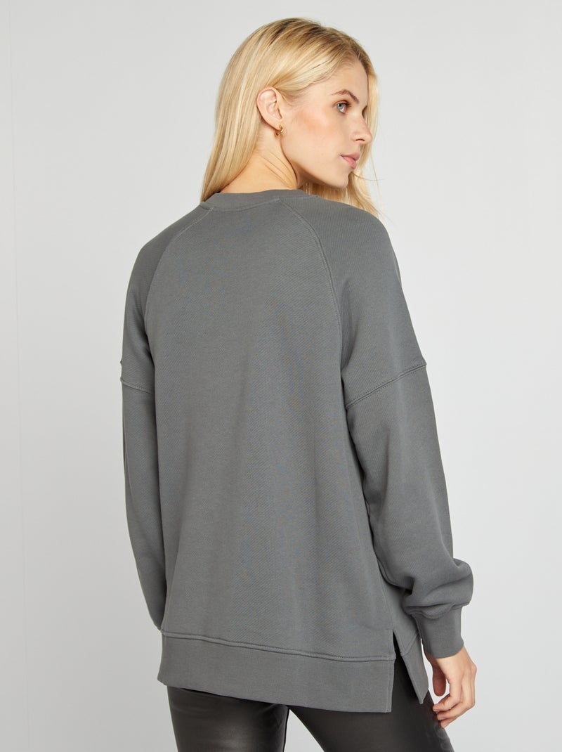 Sweatshirt oversize de gola redonda CINZA - Kiabi