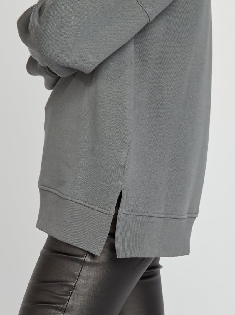 Sweatshirt oversize de gola redonda CINZA - Kiabi
