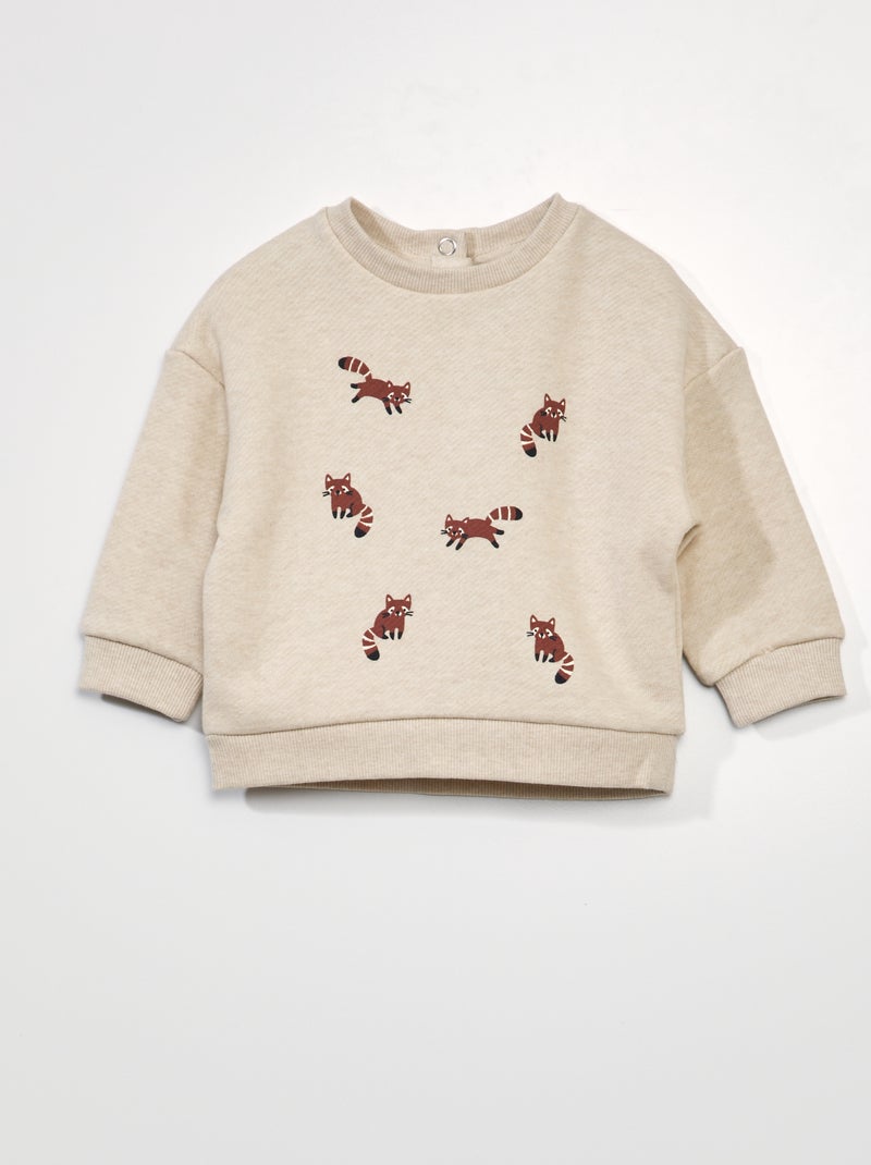 Sweatshirt oversize em moletão leve BEGE - Kiabi