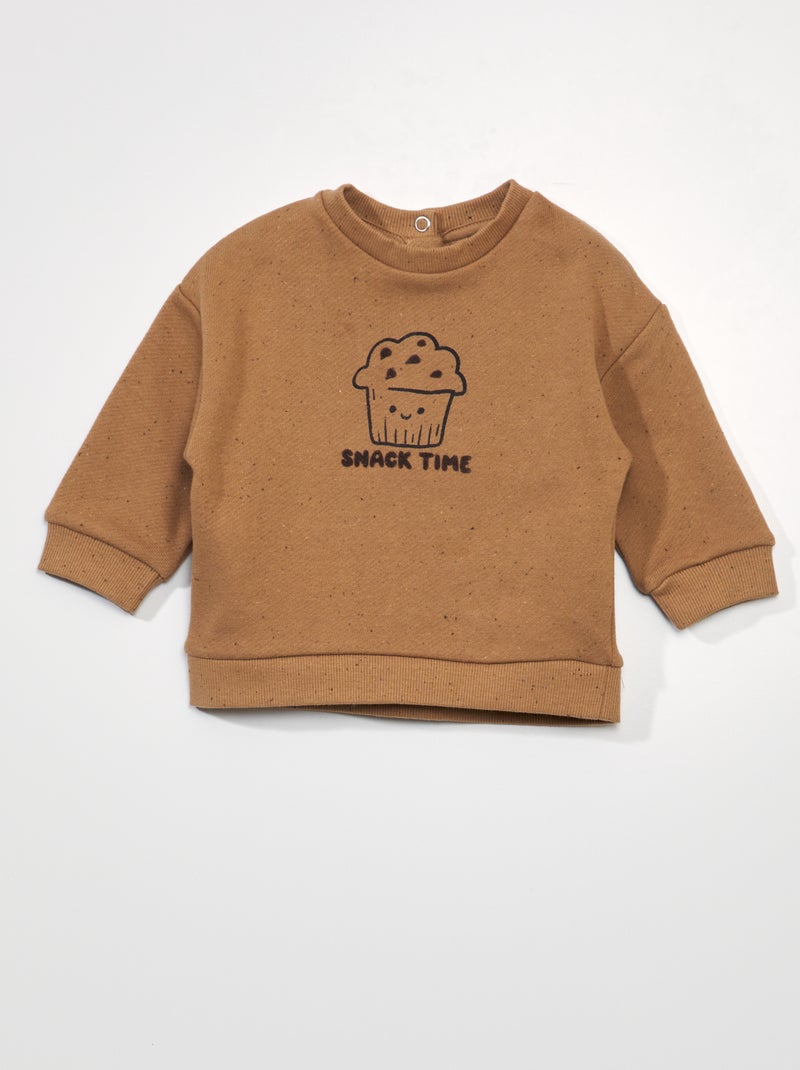 Sweatshirt oversize em moletão leve MARROM - Kiabi