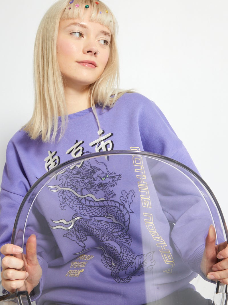 Sweatshirt oversize em moletão VIOLETA - Kiabi