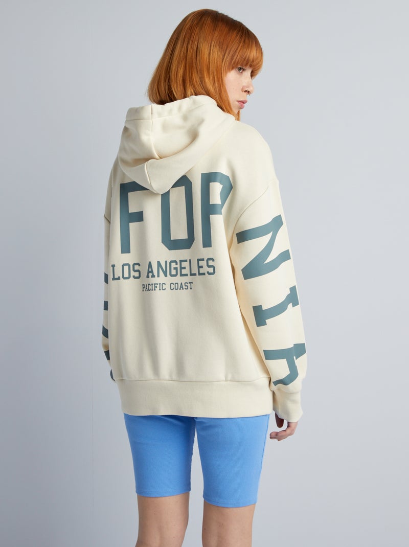 Sweatshirt oversize estampada com capuz BEGE - Kiabi