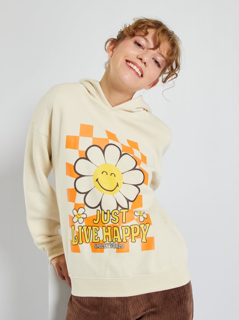 Sweatshirt oversize 'Smileyworld' em moletão MARROM - Kiabi
