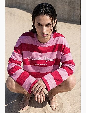 Sweatshirt oversized às riscas em 100% algodão hiccup