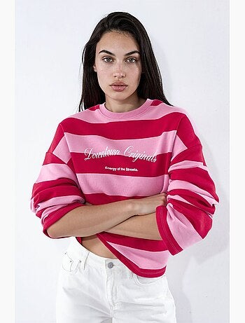 Sweatshirt oversized às riscas em 100% algodão hiccup