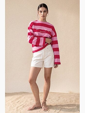Sweatshirt oversized às riscas em 100% algodão hiccup