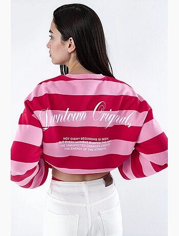 Sweatshirt oversized às riscas em 100% algodão hiccup