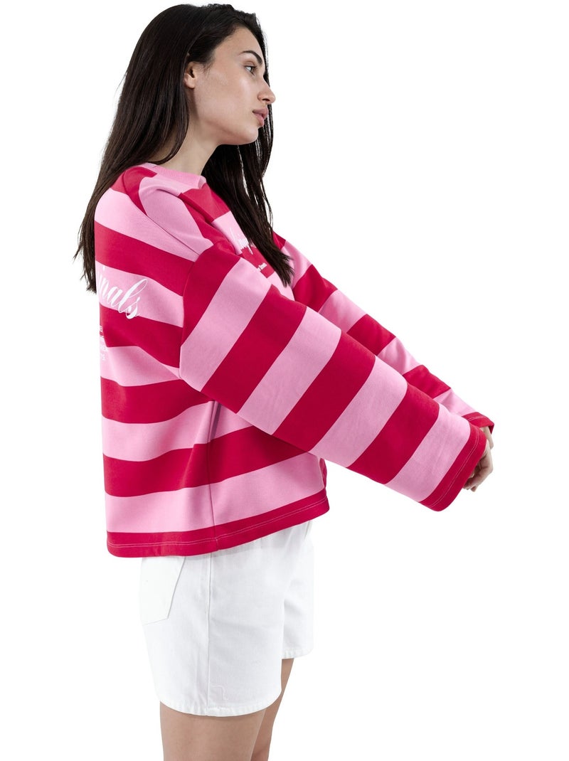 Sweatshirt oversized às riscas em 100% algodão hiccup Rosa-fluo - Kiabi