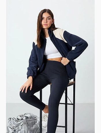 Sweatshirt oversized color block com gola com fecho tommy