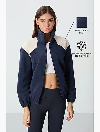 Sweatshirt oversized color block com gola com fecho tommy