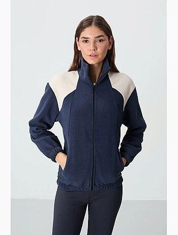 Sweatshirt oversized color block com gola com fecho tommy