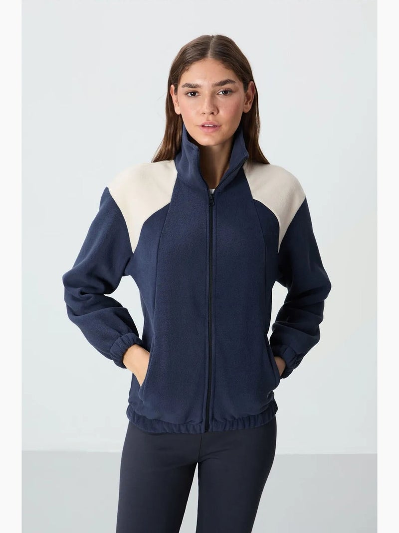 Sweatshirt oversized color block com gola com fecho tommy Azul-marinho - Kiabi