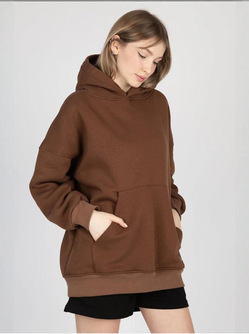 Sweatshirt oversized com bolso canguru hiccup Castanho - Kiabi