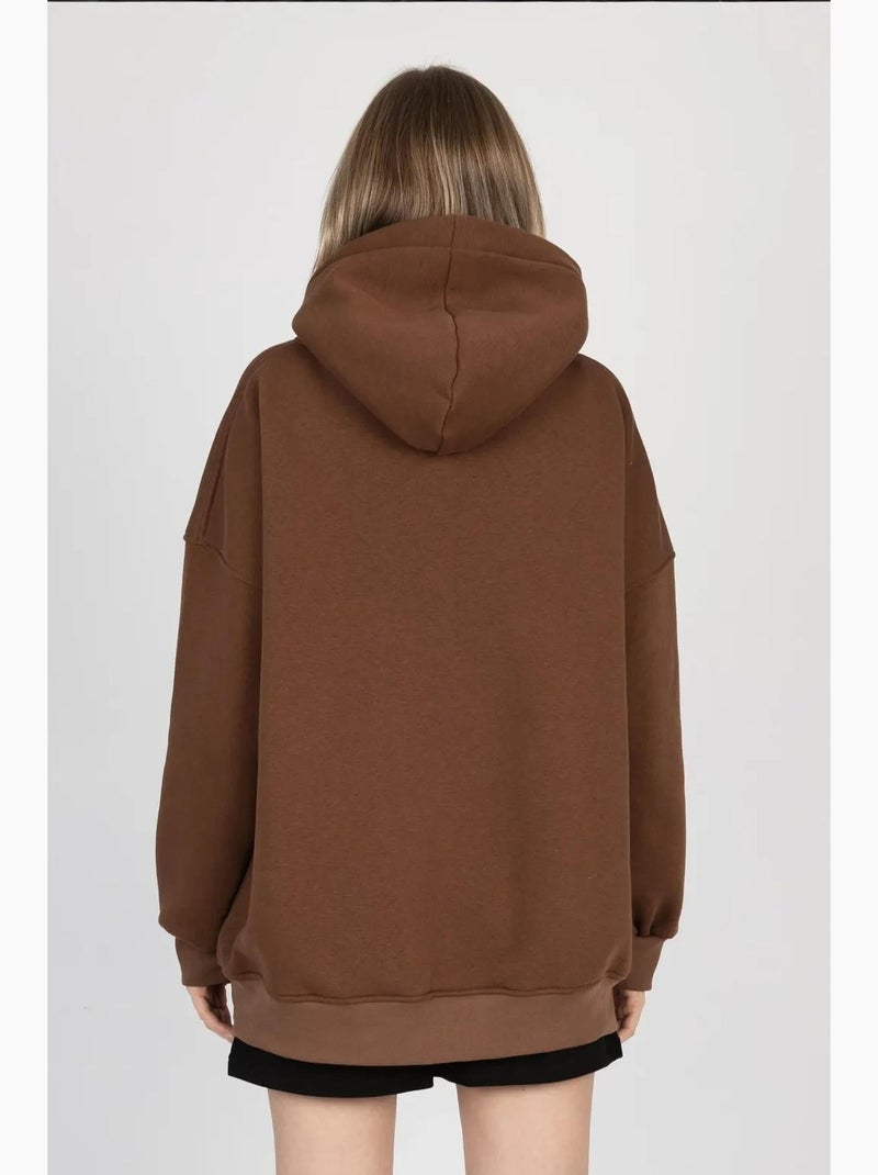 Sweatshirt oversized com bolso canguru hiccup Castanho - Kiabi