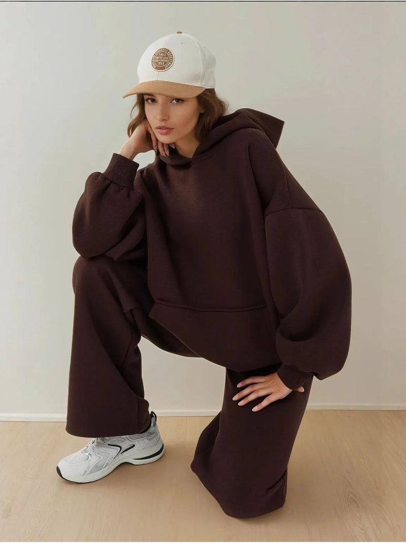 Sweatshirt oversized com capuz de corte largo com bolso canguru hiccup Castanho - Kiabi