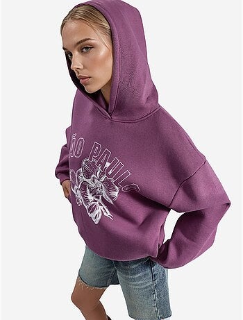 Sweatshirt oversized com capuz e estampado busem