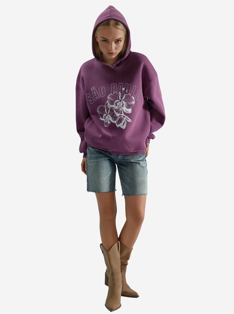 Sweatshirt oversized com capuz e estampado busem Malva - Kiabi
