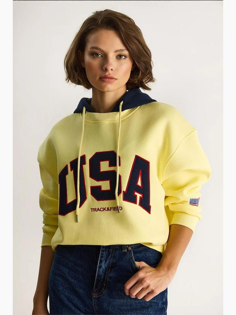 Sweatshirt oversized com capuz e estampado lucci Amarelo-limão - Kiabi