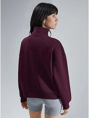 Sweatshirt oversized com estampado de texto e gola com fecho busem