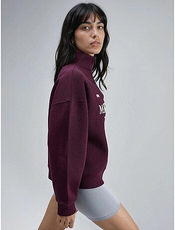 Sweatshirt oversized com estampado de texto e gola com fecho busem
